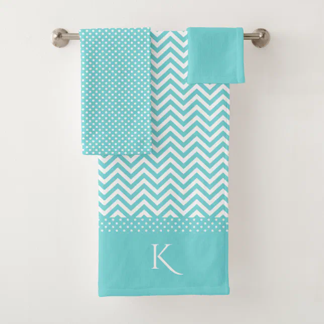 Turquoise Blue Patterned Bath Towel Set Zazzle
