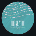 Turquoise Blue & Pearls Elegant Bridal Shower Classic Round Sticker<br><div class="desc">Turquoise Blue & Pearls Elegant Bridal Shower Favor Stickers. Matching items available.</div>