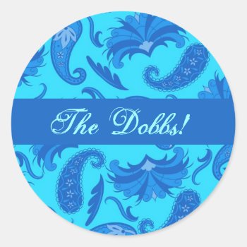 Turquoise & Blue Personal Paisley Name Message Tag by phyllisdobbs at Zazzle