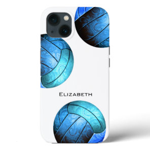 turquoise blue personalized women's volleyball iPhone 13 case