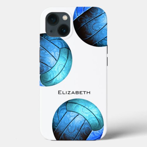 turquoise blue personalized womens volleyball iPhone 13 case