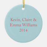 Turquoise Blue Photo Christmas Ornament W/names at Zazzle