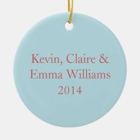 Turquoise Blue Photo Christmas Ornament W/names