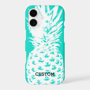Turquoise blue pineapple image iPhone Case