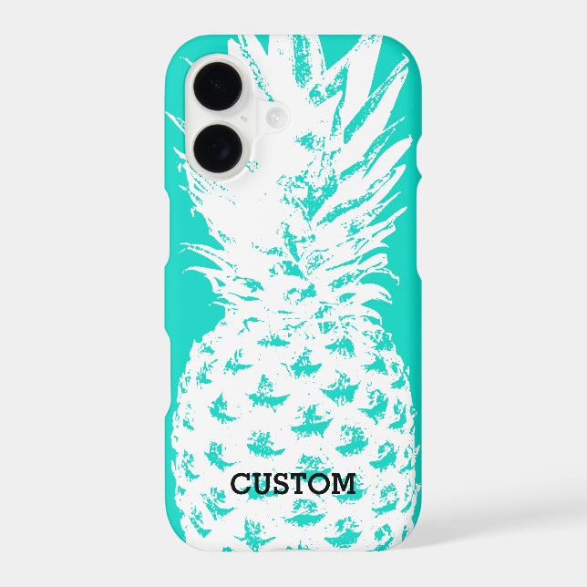 Turquoise blue pineapple image iPhone Case (Back)