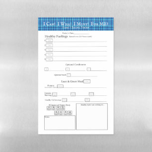 Turquoise Blue Plaid 5 Plus 1 Food Success Tracker Magnetic Dry Erase Sheet
