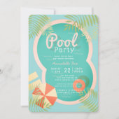 Turquoise Blue Pool Party Baby Shower Invitation (Front)