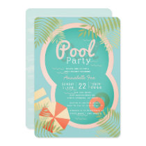 Turquoise Blue Pool Party Baby Shower Invitation