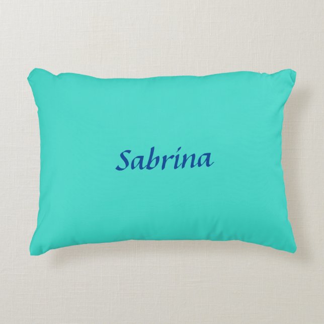 Turquoise Blue Professional Modern Elegant Name Accent Pillow (Front)