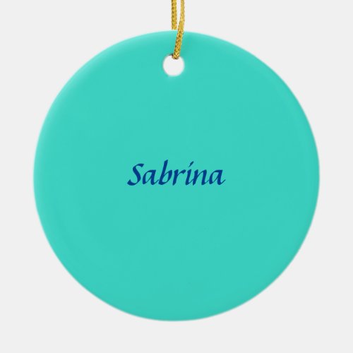 Turquoise Blue Professional Modern Elegant Name Ceramic Ornament