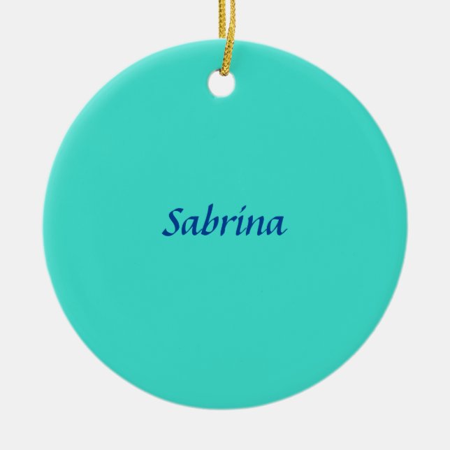 Turquoise Blue Professional Modern Elegant Name Ceramic Ornament (Front)