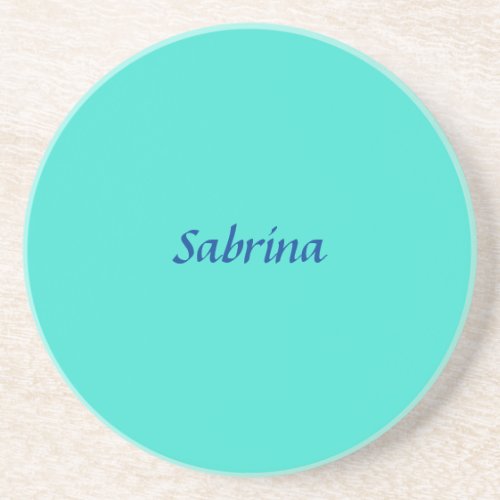 Turquoise Blue Professional Modern Elegant Name Coaster