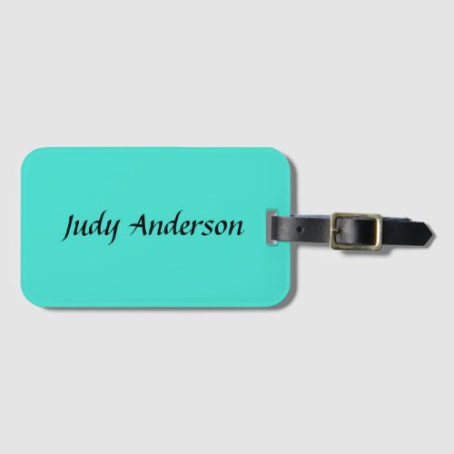 Turquoise Blue Professional Modern Elegant Name Luggage Tag