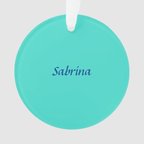 Turquoise Blue Professional Modern Elegant Name Ornament