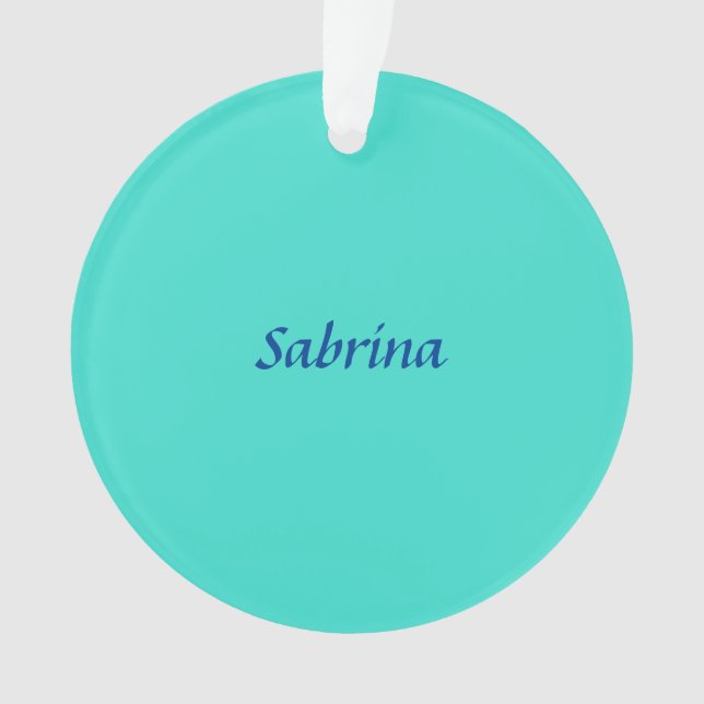 Turquoise Blue Professional Modern Elegant Name Ornament (Front)