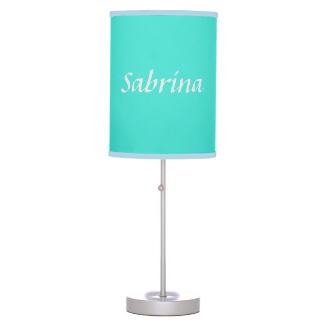 Turquoise Blue Professional Modern Elegant Name Table Lamp (Front)