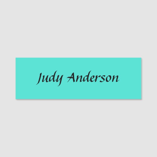 Turquoise Blue Professional Modern Elegant Name Tag (Front)