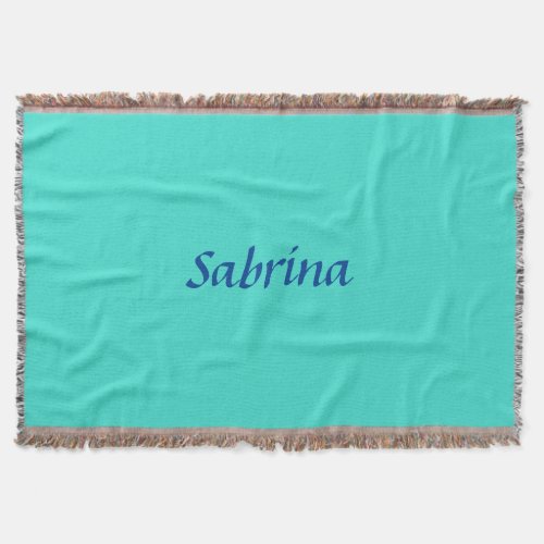 Turquoise Blue Professional Modern Elegant Name Throw Blanket