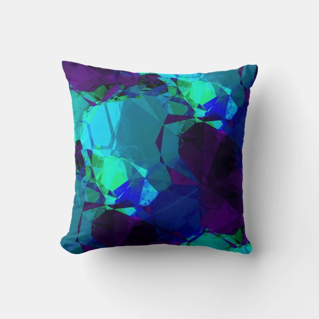 Turquoise Blue & Purple Elegant Abstract Pattern Throw Pillow (Front)