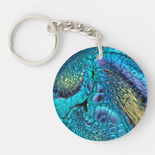 Turquoise blue purple gold Dragon skin Abstract Keychain