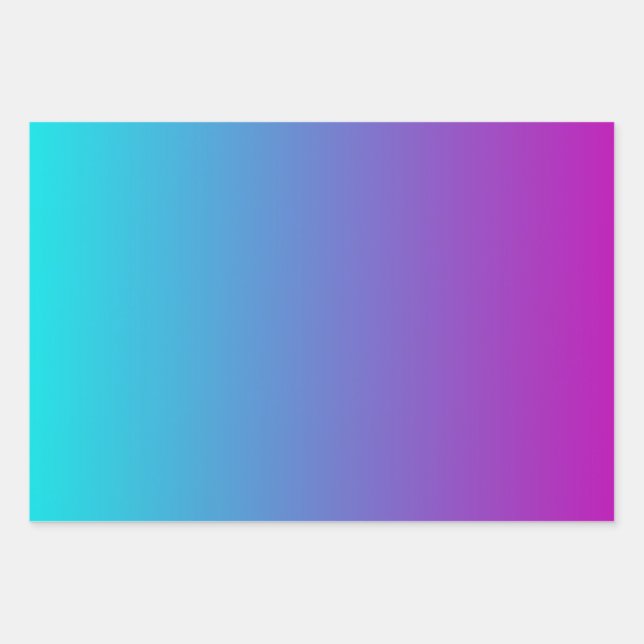 Turquoise Blue Purple Gradient Wrapping Paper Sheets (Front)