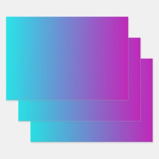 Turquoise Blue Purple Gradient Wrapping Paper Sheets
