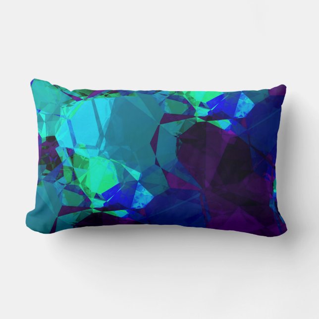 Turquoise Blue & Purple Modern Abstract Pattern Lumbar Pillow (Front)