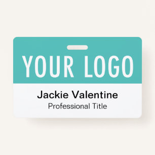 Turquoise Blue PVC Badge Horizontal Work Name Tag