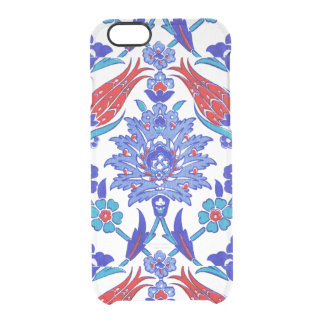 Turquoise Blue Red Ancient Turkish Floral Tile Clear iPhone 6/6S Case