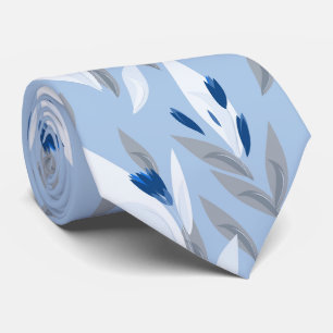 Turquoise blue red retro flower pattern neck tie