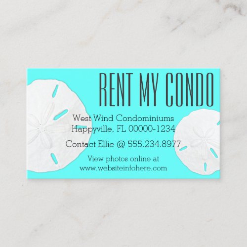 Turquoise Blue Rent My Condo Business Cards