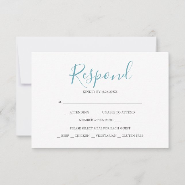 Turquoise Blue Reply RSVP Cards (Front)