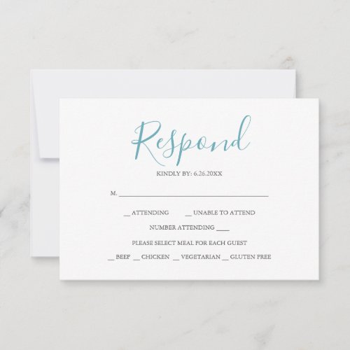 Turquoise Blue Reply RSVP Cards