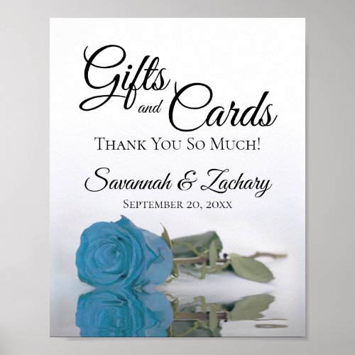 Turquoise Blue Rose Gifts  Cards Wedding Sign