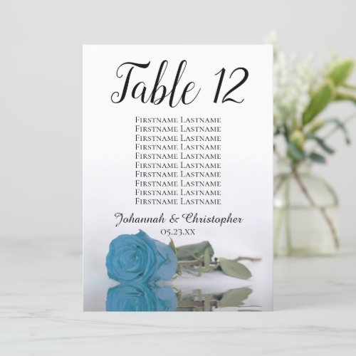 Turquoise Blue Rose Table Seating Chart Large