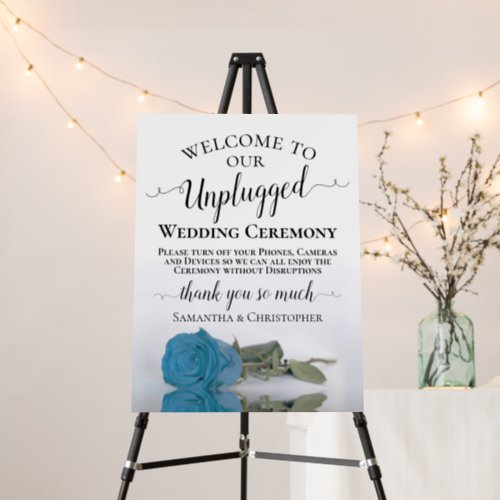 Turquoise Blue Rose Unplugged Wedding Ceremony Foam Board