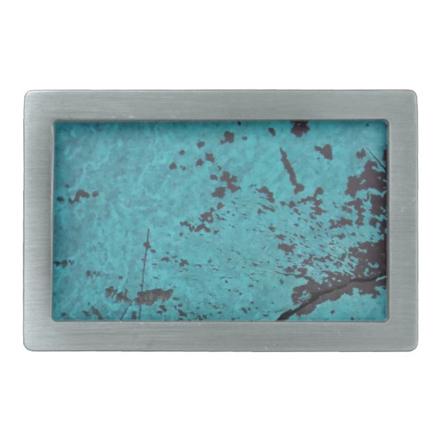 Turquoise Blue Rusted Belt Buckle (Front)