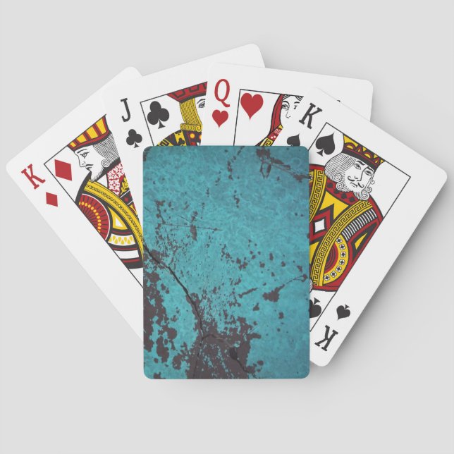 Turquoise Blue Rusted Poker Cards (Back)