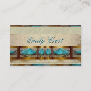 Turquoise Blue Rustic Tribal Business Cards by valeriegayle at Zazzle