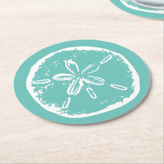 Turquoise blue sand dollar beach wedding coasters