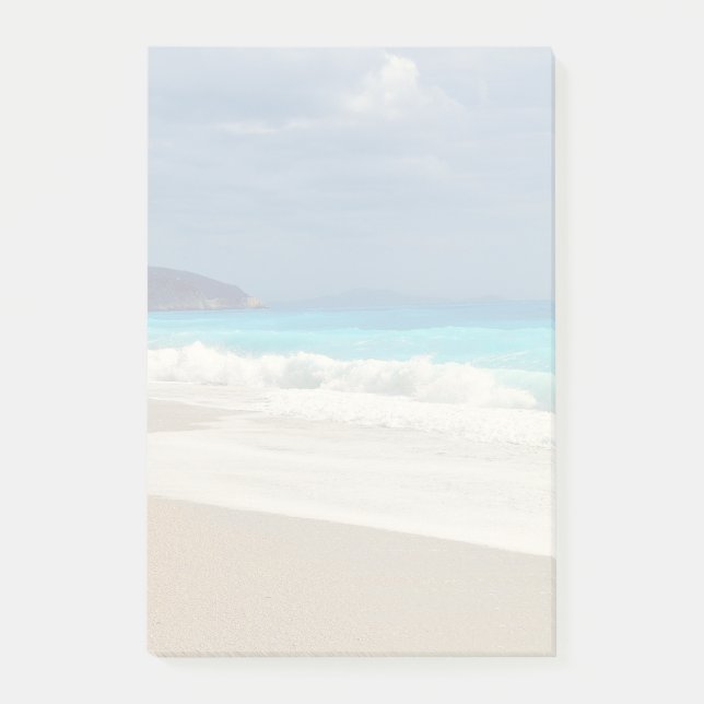 Turquoise Blue Sea Beach Photo Faded Notes (Front)