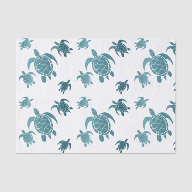 Turquoise Blue Sea Turtle Marine Tissue Paper (Front)