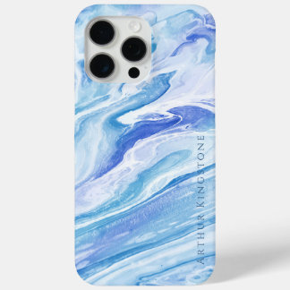 Turquoise Blue Seascape Marble Customizable iPhone 15 Pro Max Case