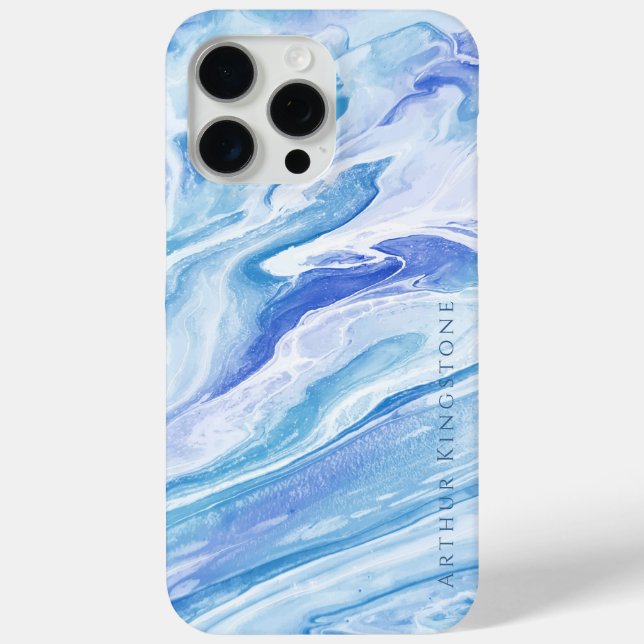 Turquoise Blue Seascape Marble Customizable Case-Mate iPhone Case (Back)