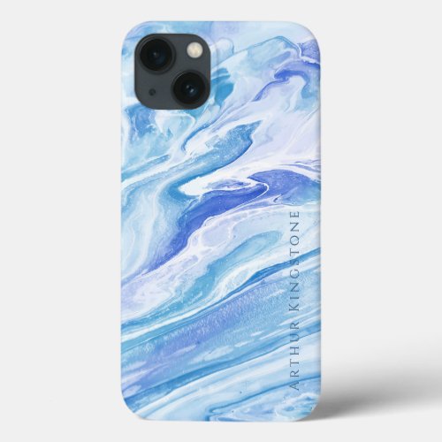 Turquoise Blue Seascape Marble Customizable iPhone 13 Case