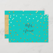 Turquoise Blue & Shiny Gold Dots Referral Card (Front/Back)
