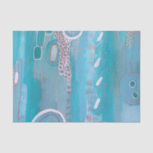 Turquoise Blue Silver Abstract Art Tissue Paper
