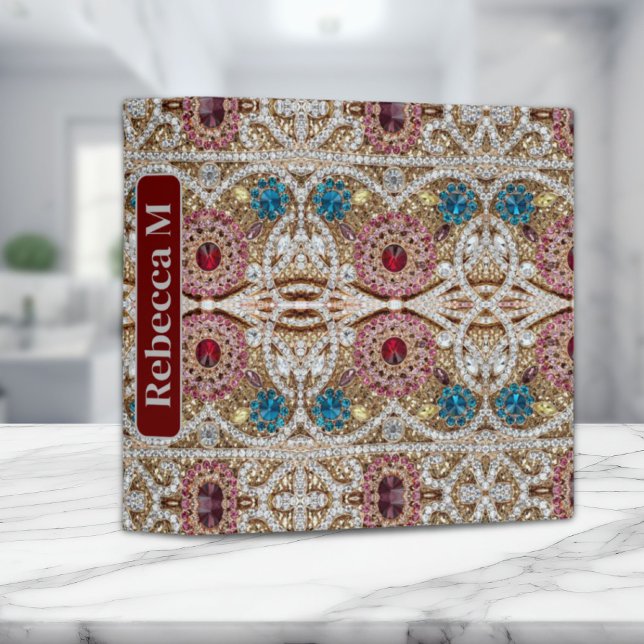 turquoise blue silver gold burgundy pink bohemian 3 ring binder (turquoise blue silver gold burgundy pink bohemian 3 ring binder)