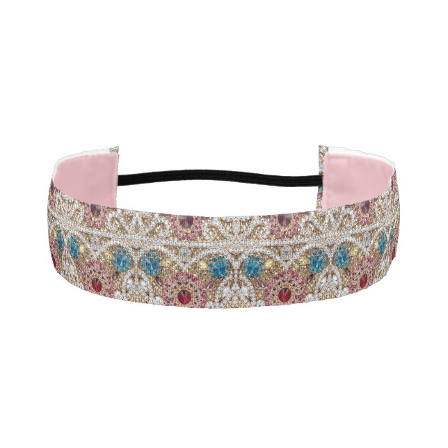 turquoise blue silver gold burgundy pink bohemian athletic headband (Front)
