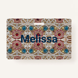 turquoise blue silver gold burgundy pink bohemian badge